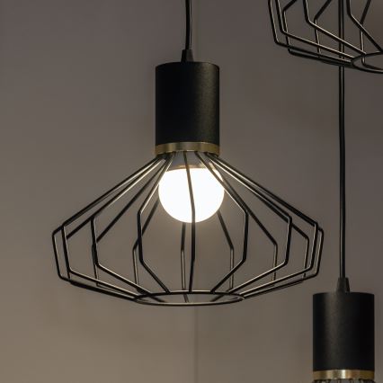 Liustra ant laido SOLANO 3xE27/15W/230V, juoda/auksinė