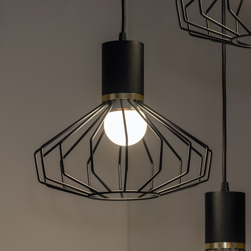 Liustra ant laido SOLANO 3xE27/15W/230V, juoda/auksinė