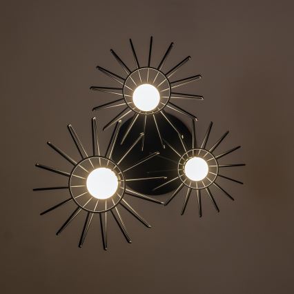 Liustra ant laido SOLANO 3xE27/15W/230V, juoda/auksinė