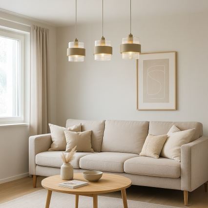 Liustra ant laido VALENTINO 3xE27/15W/230V smėlinė/skaidri