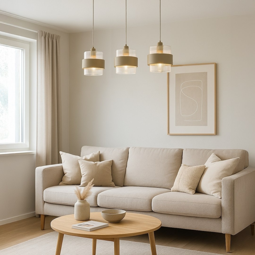 Liustra ant laido VALENTINO 3xE27/15W/230V smėlinė/skaidri