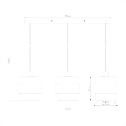 Liustra ant laido VALENTINO 3xE27/15W/230V smėlinė/skaidri