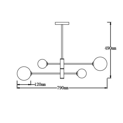 Liustra ant strypo DORADO 4xG9/40W/230V juodos spalvos