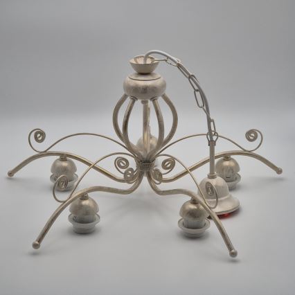 Liustra su grandine RETRO II 5xE27/60W/230V, balta patina