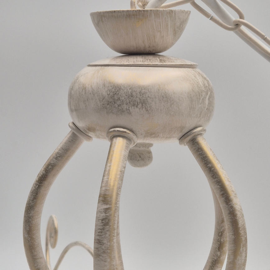 Liustra su grandine RETRO II 5xE27/60W/230V, balta patina