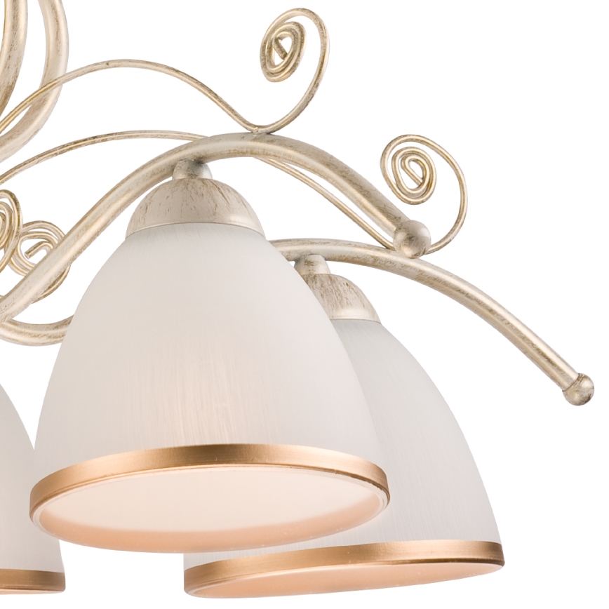 Liustra su grandine RETRO II 5xE27/60W/230V, balta patina