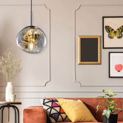 Liustra su laidu CRUMPLED 1xE27/24W/230V Ø 18 cm dūminė