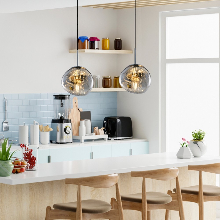 Liustra su laidu CRUMPLED 1xE27/24W/230V Ø 18 cm dūminė