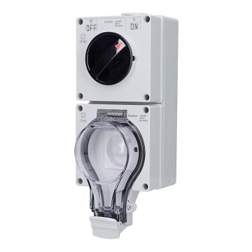Lizdas drėgnoms patalpoms su jungikliu 230V/16A IP66