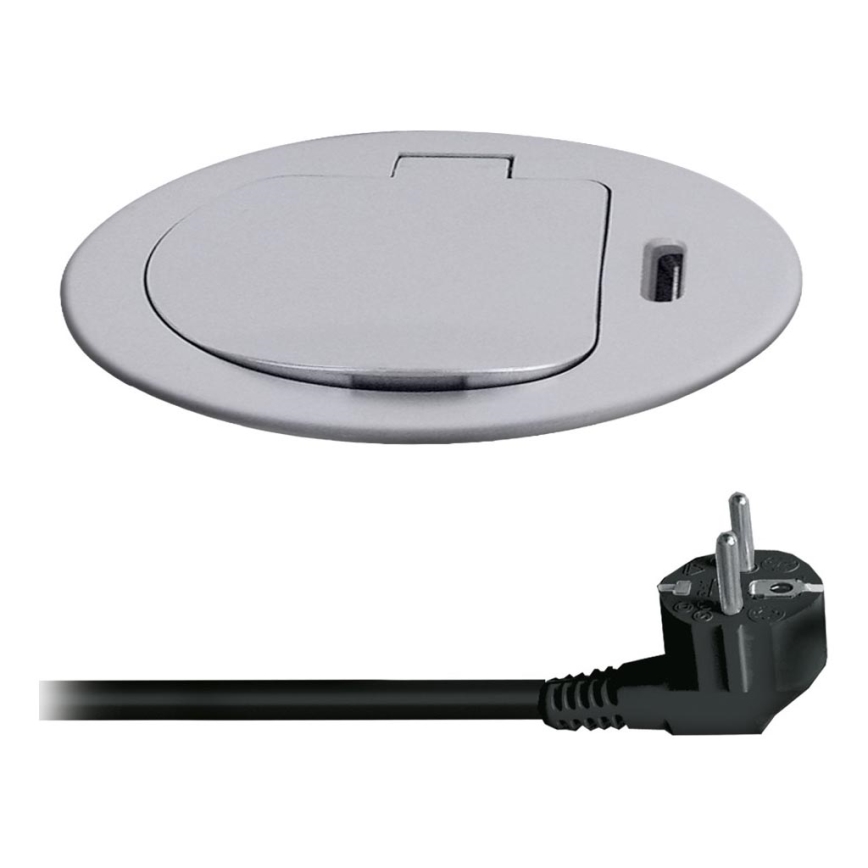 Lizdo stulpelis stalviršiui 1x230V + USB-C Power Delivery sidabras/juoda