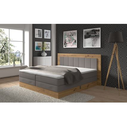 Lova su spyruokliniu čiužiniu ir viršutiniu sluoksniu bei vieta daiktams susidėti JASMINE 180x200 cm pilka