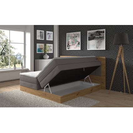 Lova su spyruokliniu čiužiniu ir viršutiniu sluoksniu bei vieta daiktams susidėti JASMINE 180x200 cm pilka