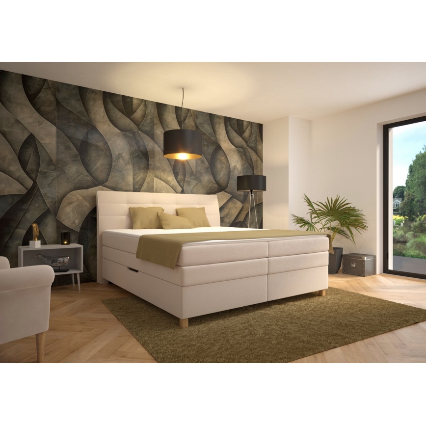 Lova su spyruokliniu rėmu ir čiužiniu BEA 180x200 cm smėlio spalva