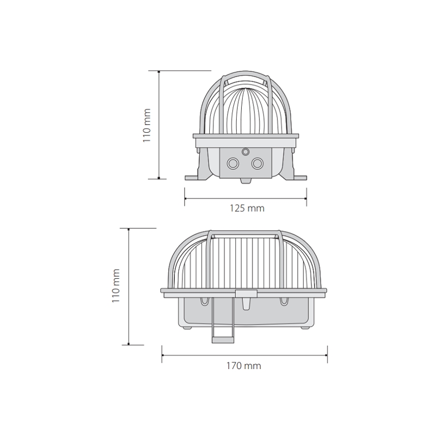 Lubinis lauko šviestuvas OVAL 1xE27/60W/230V pilkas IP44
