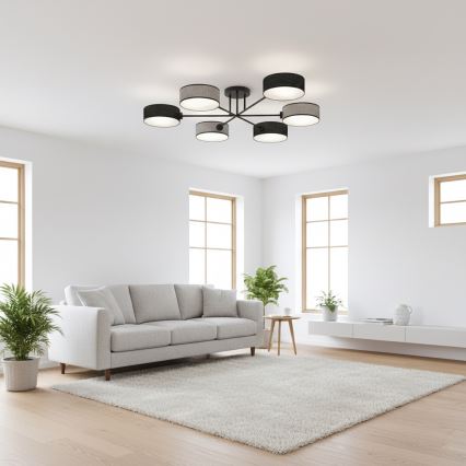 Lubinis liustras MAGA 6xE14/10W/230V juodas/pilkas