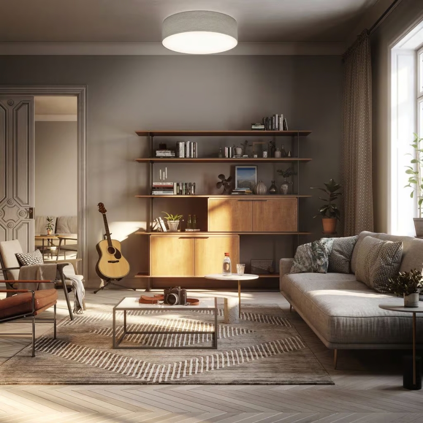 Lubinis šviestuvas 2xE27/40W/230V, skersmuo 38 cm, smėlio spalvos