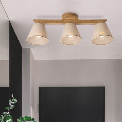 Prie sieną montuojamas šviestuvas ANTONIO 3xE14/40W/230V ąžuolas