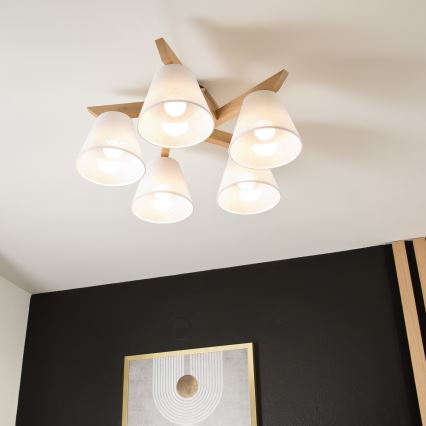 Prie sieną montuojamas šviestuvas ANTONIO 5xE14/40W/230V ąžuolas