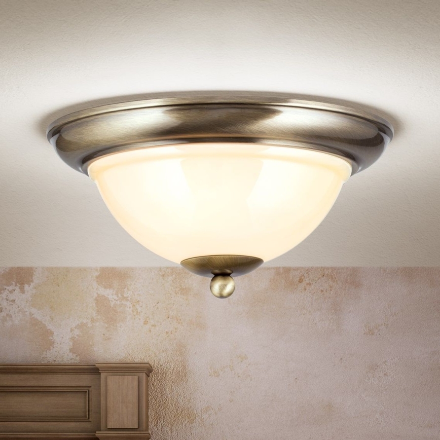 Lubinis šviestuvas AUSTRIAN OLD LAMP 2xE27/60W/230V diametras 27 cm bronza/smėlio spalva