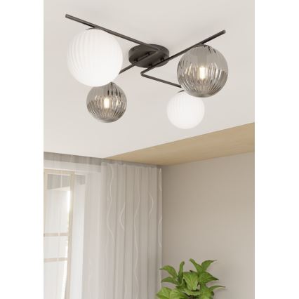 Lubinis šviestuvas AZURA 4xE14/10W/230V juoda/pilka/balta