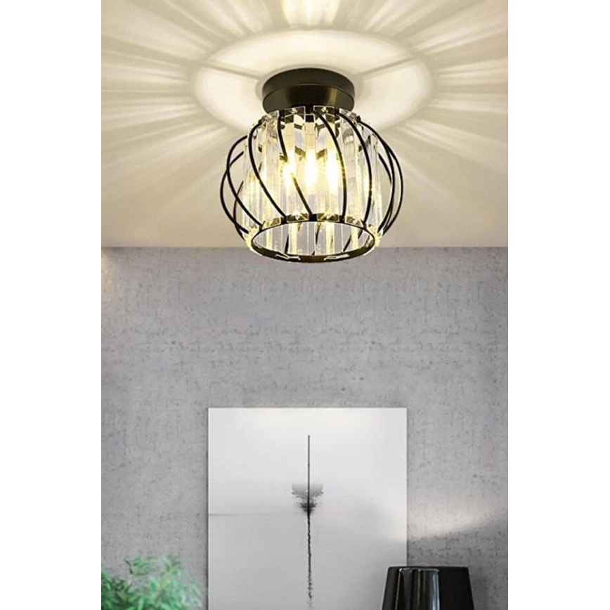 Lubinis šviestuvas BELLA 1xE27/40W/230V, skersmuo 20 cm, juodas