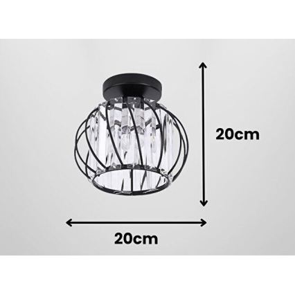 Lubinis šviestuvas BELLA 1xE27/40W/230V, skersmuo 20 cm, juodas