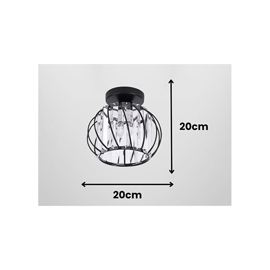 Lubinis šviestuvas BELLA 1xE27/40W/230V, skersmuo 20 cm, juodas