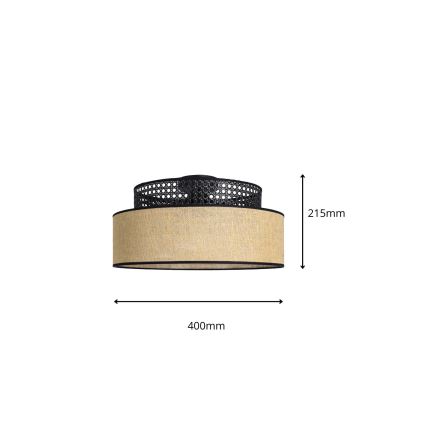 Lubinis šviestuvas BOHO 1xE27/60W/230V diametras 40 cm juoda/rotangas