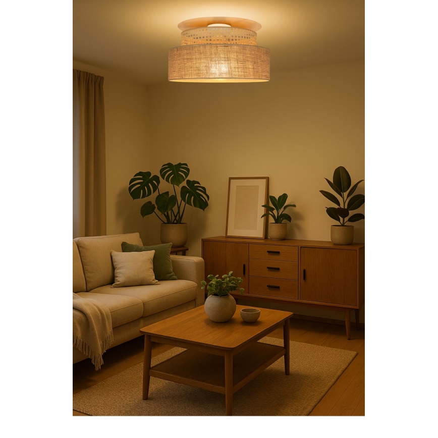 Lubinis šviestuvas BOHO 1xE27/60W/230V diametras 40 cm rotangas