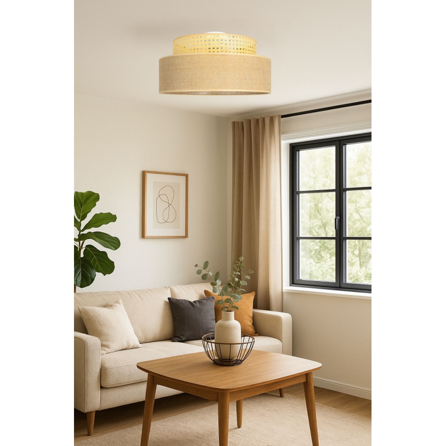Lubinis šviestuvas BOHO 1xE27/60W/230V diametras 40 cm rotangas