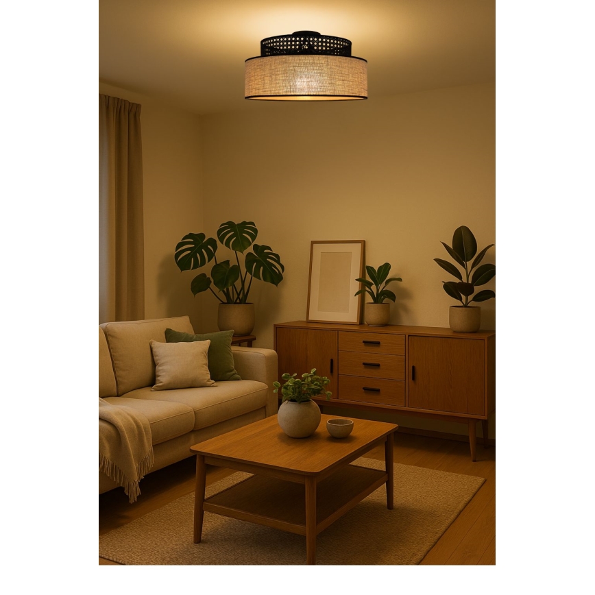 Lubinis šviestuvas BOHO 1xE27/60W/230V juoda/rotangas