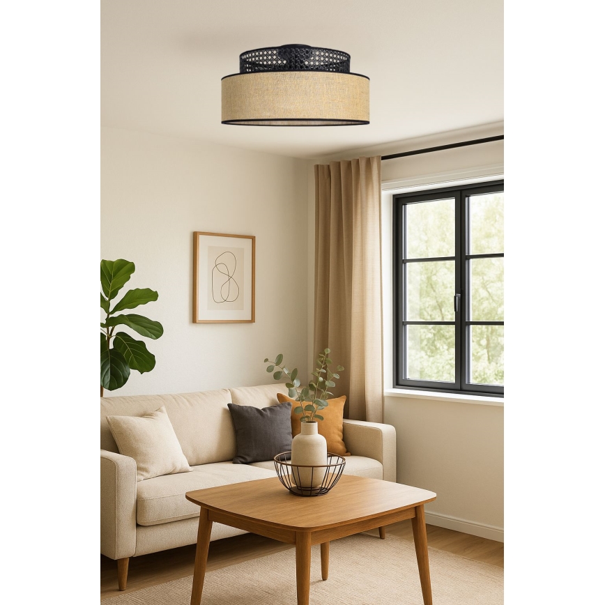 Lubinis šviestuvas BOHO 1xE27/60W/230V juoda/rotangas