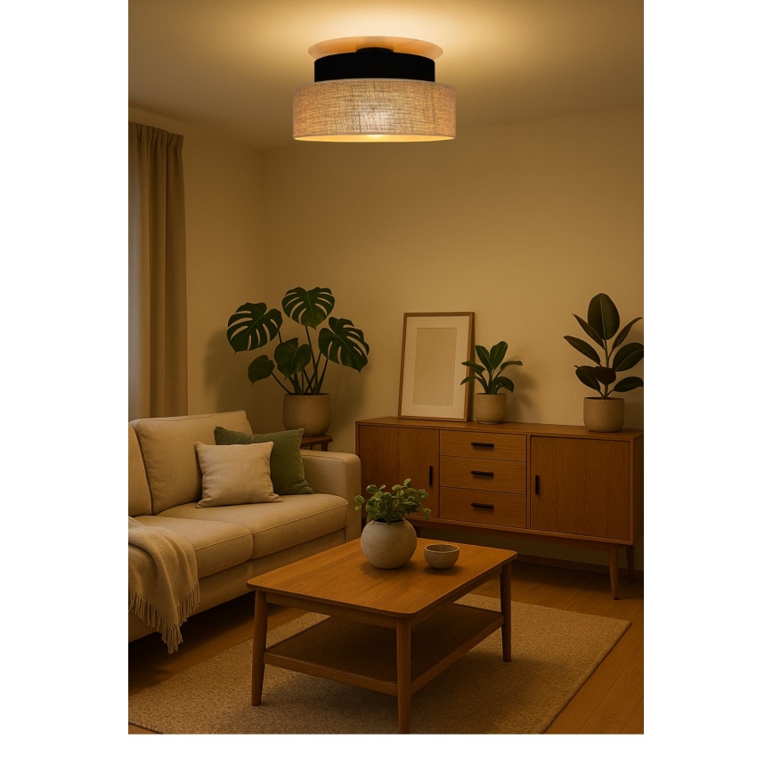 Lubinis šviestuvas BOHO 1xE27/60W/230V juoda/smėlio spalva
