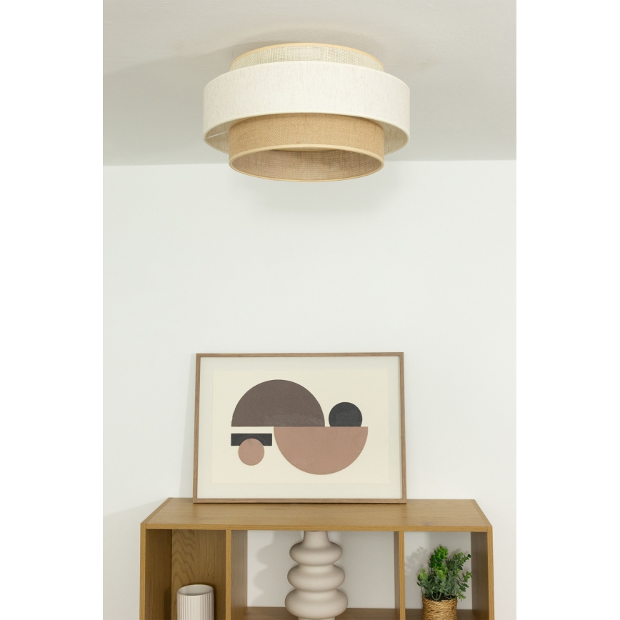 Lubinis šviestuvas BOHO 1xE27/60W/230V skersm. 40 cm balta/džiutas