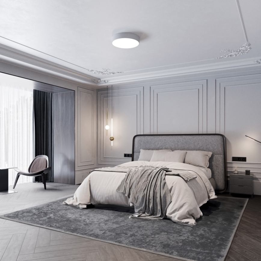 Lubinis šviestuvas su judesio ir sutemų jutikliu CLEO 3xE27/24W/230V pr. 40 cm pilkas