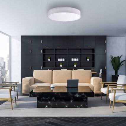 Lubinis šviestuvas su judesio ir sutemos jutikliu CLEO 6xE27/24W/230V, skersmuo 80 cm, baltas