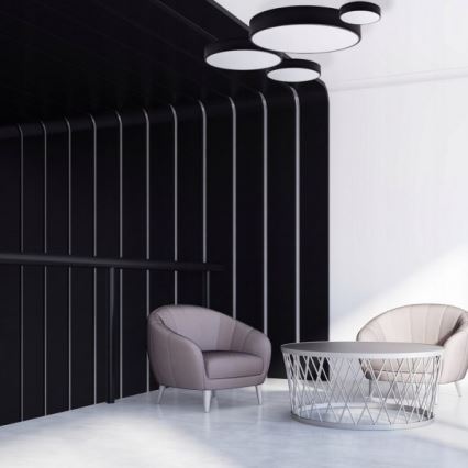 Lubinis šviestuvas su judesio ir sutemų jutikliu CLEO 6xE27/24W/230V, skersmuo 80 cm, juodas