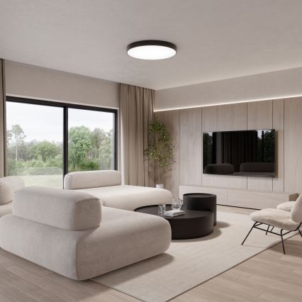 Lubinis šviestuvas su judesio ir sutemų jutikliu CLEO 6xE27/24W/230V, skersmuo 80 cm, juodas