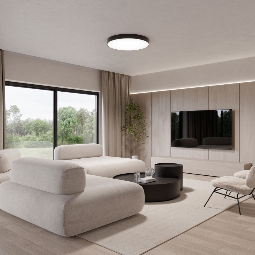 Lubinis šviestuvas su judesio ir sutemų jutikliu CLEO 6xE27/24W/230V, skersmuo 80 cm, juodas