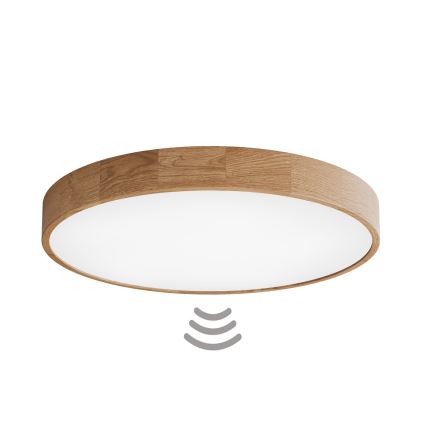 Lubinis šviestuvas CLEO su judesio jutikliu, 6×E27/24W/230V, skersmuo 80 cm, ąžuolo apdaila