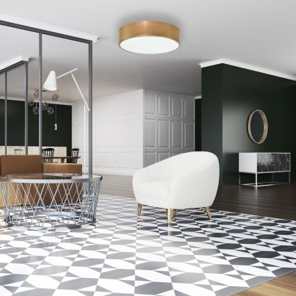 Lubinis šviestuvas CLEO su judesio ir sutemų jutikliu, 2 × E27, 24 W, 230 V, Ø 30 cm, aukso spalvos