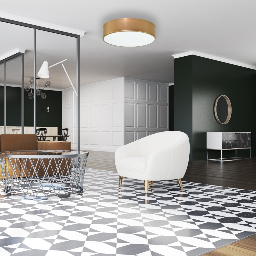 Lubinis šviestuvas CLEO su judesio ir sutemų jutikliu, 2 × E27, 24 W, 230 V, Ø 30 cm, aukso spalvos