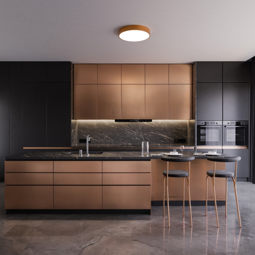 Lubinis šviestuvas CLEO su judesio ir sutemų jutikliu 4xE27/24W/230V, skersmuo 50 cm, vario spalvos