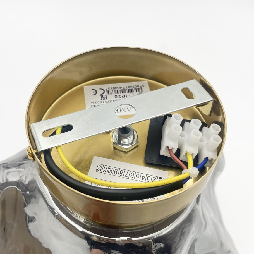 Lubinis šviestuvas CRISTAL 1xE14/15W/230V žalvaris/dūminė juoda