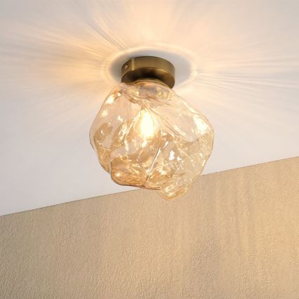 Lubinis šviestuvas CRISTAL 1xE14/15W/230V žalvaris/dūminė smėlio spalva