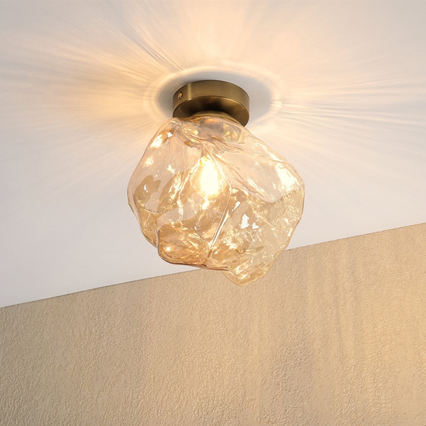 Lubinis šviestuvas CRISTAL 1xE14/15W/230V žalvaris/dūminė smėlio spalva