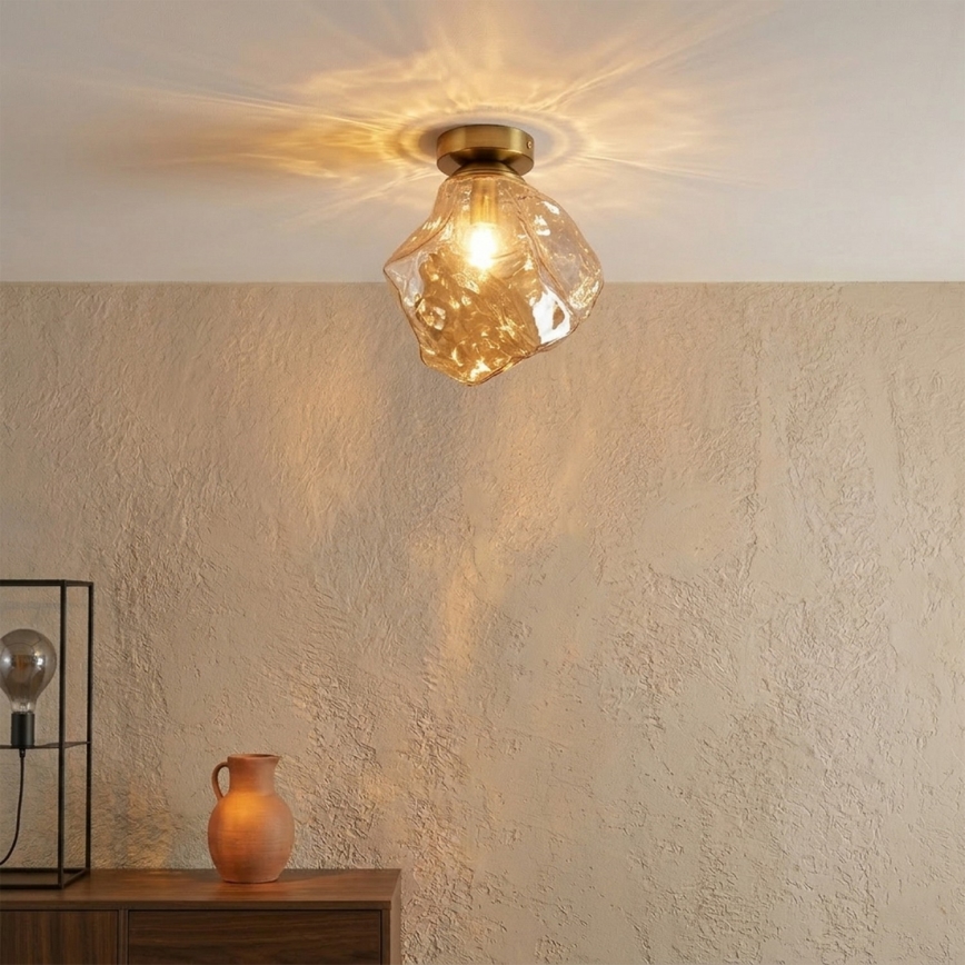 Lubinis šviestuvas CRISTAL 1xE14/15W/230V žalvaris/dūminė smėlio spalva