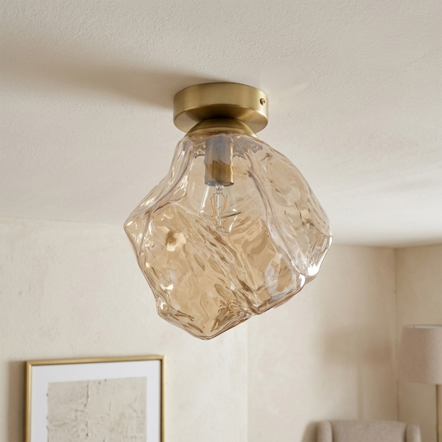 Lubinis šviestuvas CRISTAL 1xE14/15W/230V žalvaris/dūminė smėlio spalva
