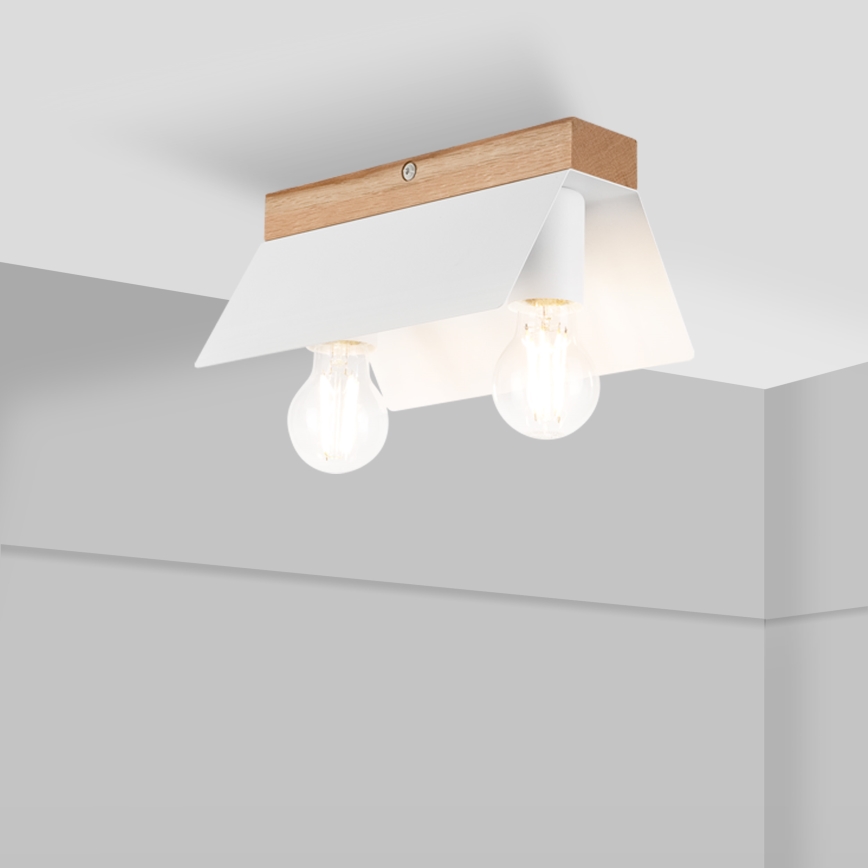 Lubinis šviestuvas ESME 2xE27/15W/230V balta/ąžuolas