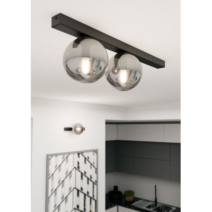 Lubinis šviestuvas FIT 2xE14/10W/230V juoda/pilka